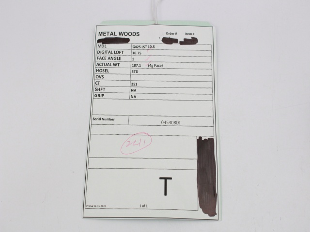 ツアー支給品】G425 LST ヘッド ピン(PING) ドライバー(DRIVER